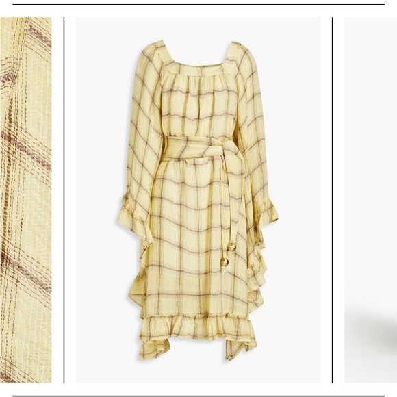 LISA MARIE FERNANDEZ Gathered Checked Linen-Blend Gauze Dress 2 - Picture 4 of 14
